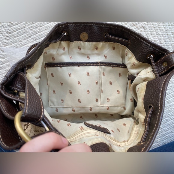 Vintage Dooney & Bourke Original Classic Brown and Tan Bucket Drawstring Purse - Picture 12 of 13